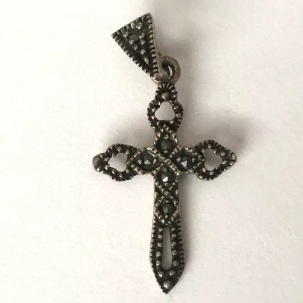 Vintage Necklace Pendant STERLING Silver 925 Cross